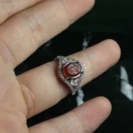 انگشتر عقیق سرخ خطی کد 3742 - تصویر 4