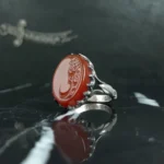 انگشتر عقیق سرخ خطی کد 3749