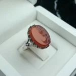 انگشتر عقیق سرخ خطی کد 3749 - تصویر 4